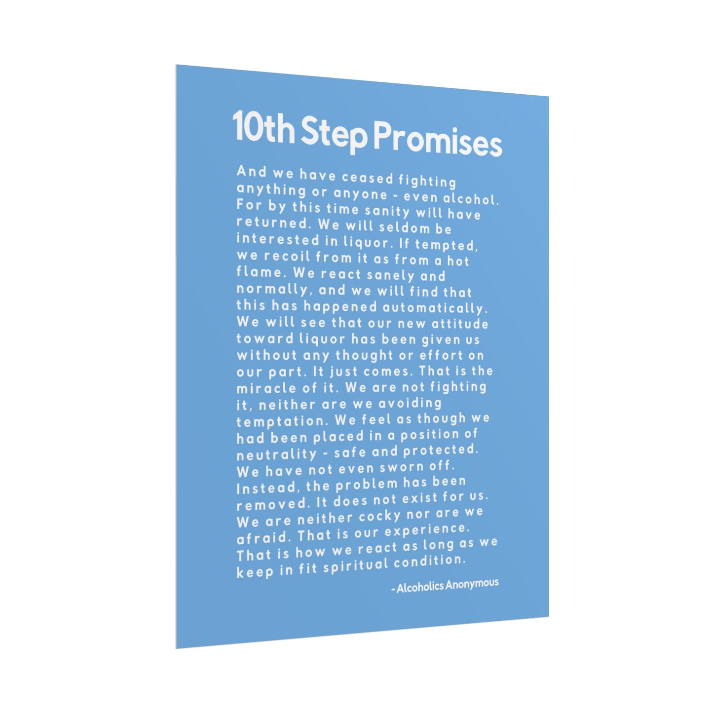 Haler Smith - Poster - Haler Smith Rolled Poster - 10th Step Promises - Vertical Light Blue Matte Finish
