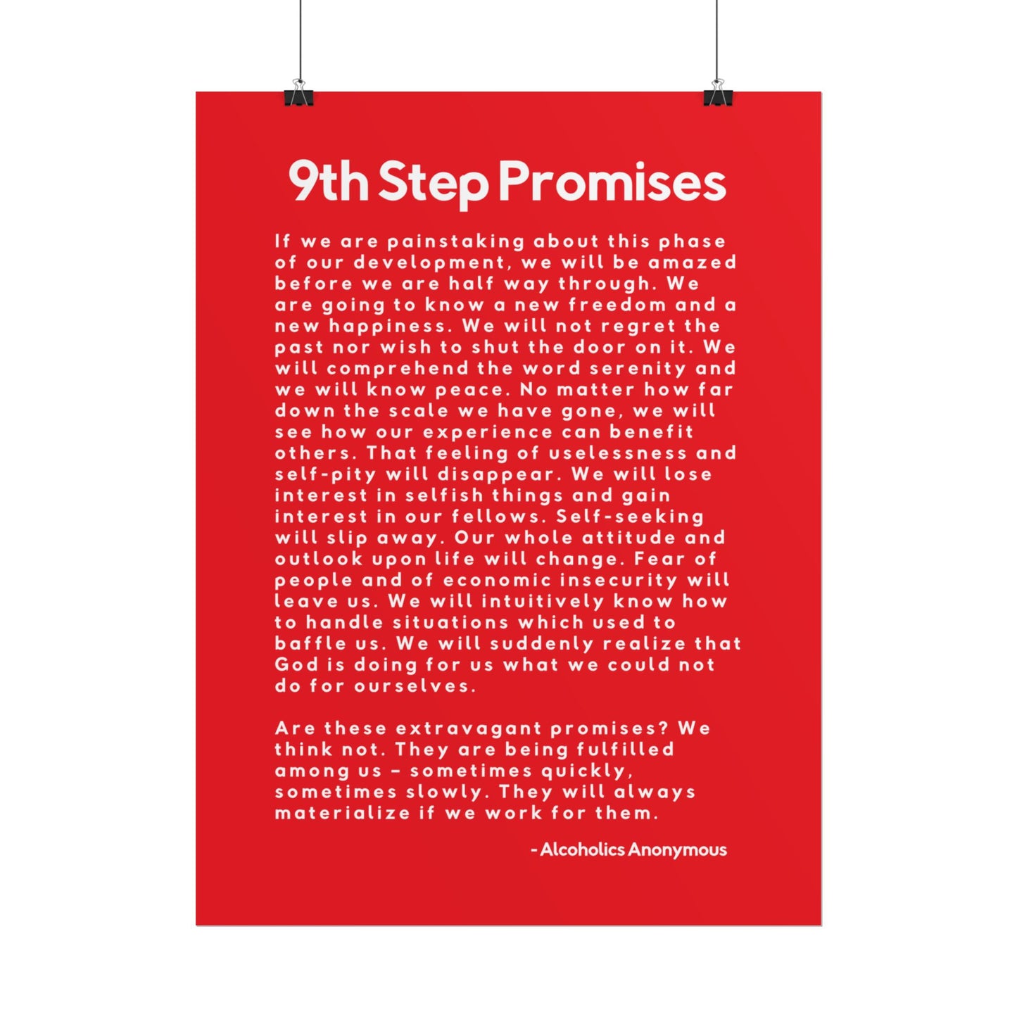 Haler Smith Rolled Poster - 9th Step Promises - Vertical Red Matte Finish
