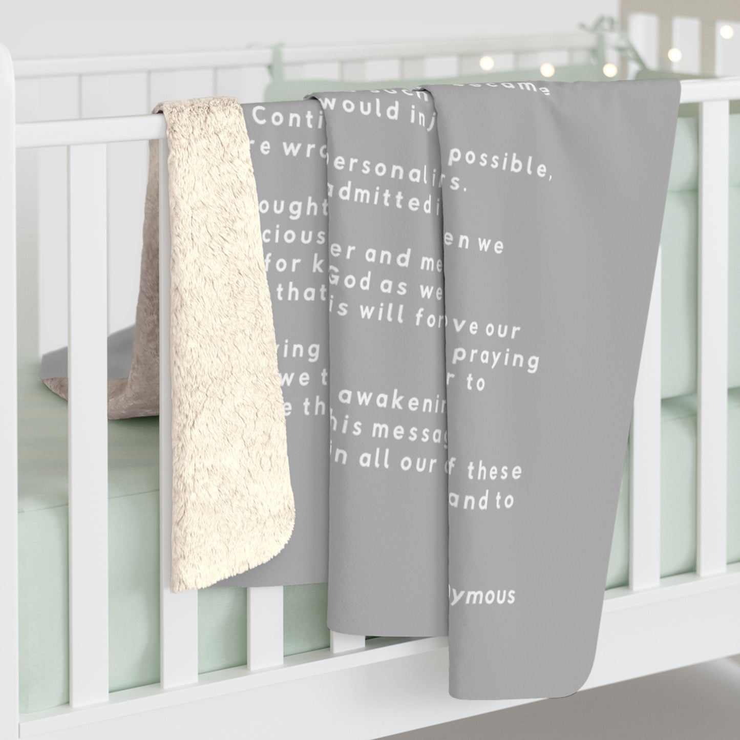 Haler Smith - Home Decor - Haler Smith Sherpa Fleece Blanket - 12 Steps - Light Gray