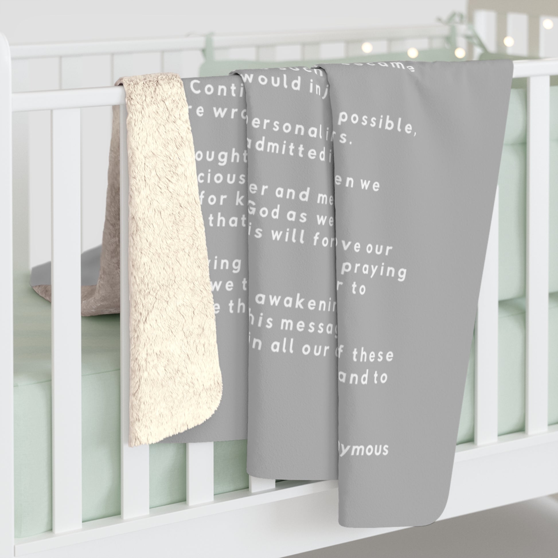 Haler Smith - Home Decor - Haler Smith Sherpa Fleece Blanket - 12 Steps - Light Gray