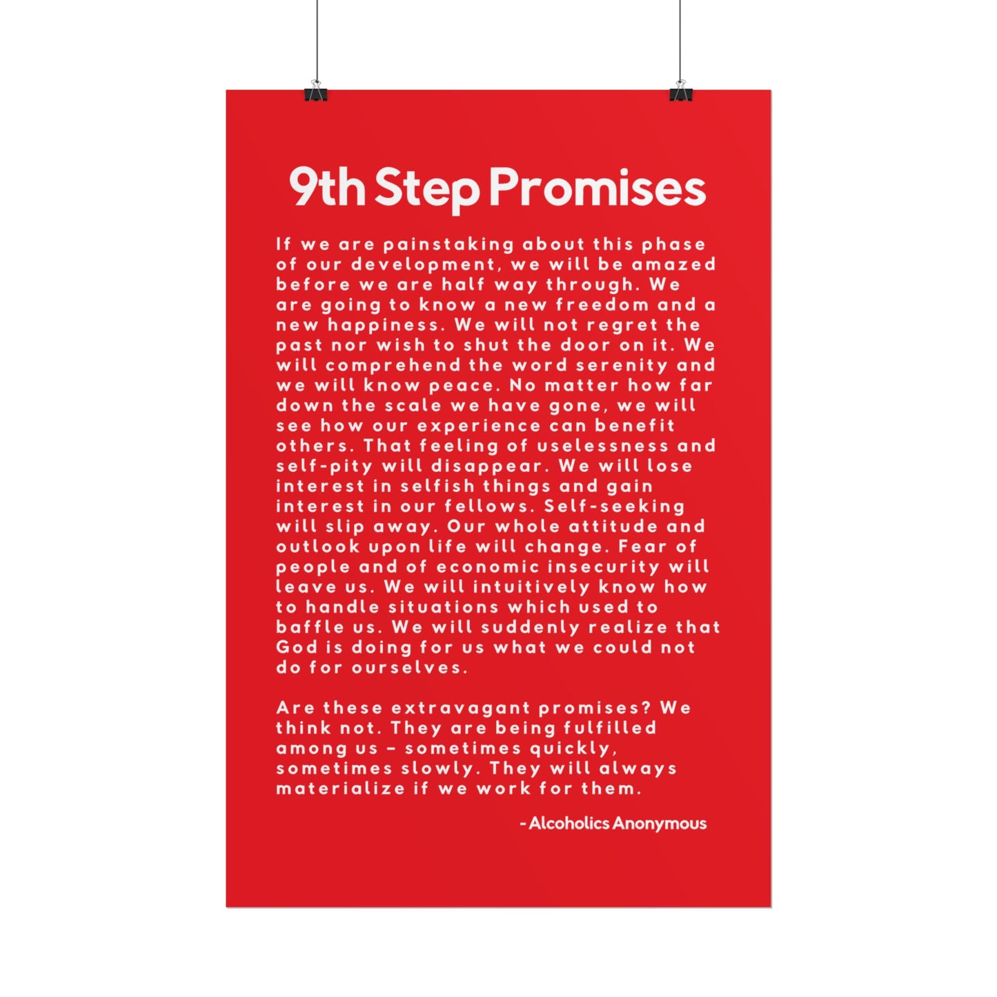 Haler Smith Rolled Poster - 9th Step Promises - Vertical Red Matte Finish