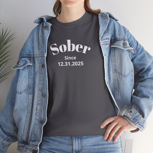 Recovery Short Sleeve T-Shirt | Sober Since Design 1 On The Front