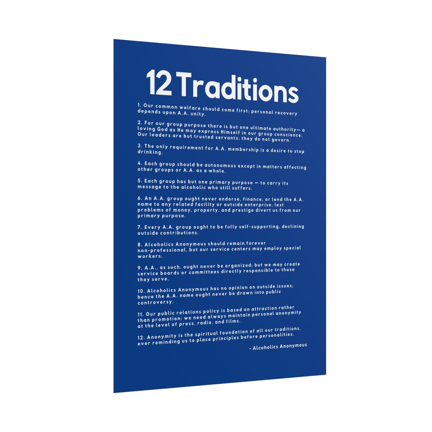 Haler Smith - Poster - Haler Smith Rolled Poster - 12 Traditions - Vertical Dark Blue Matte Finish