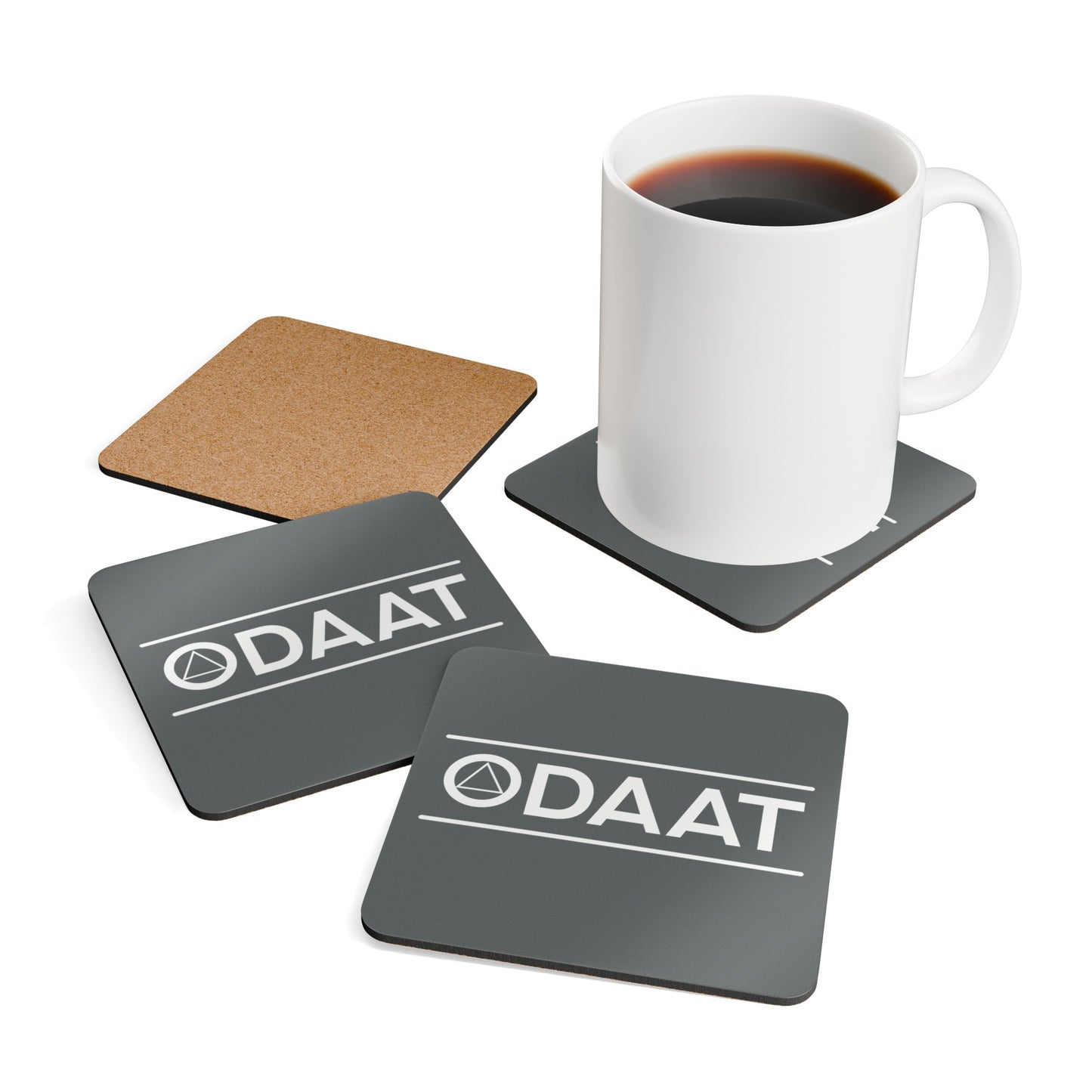Recovery Corkwood Coaster Set of 4 | ODAAT Design 1 | Dark Gray with White Letters