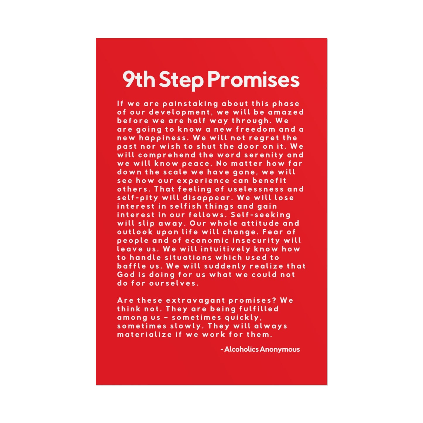 Haler Smith Rolled Poster - 9th Step Promises - Vertical Red Matte Finish