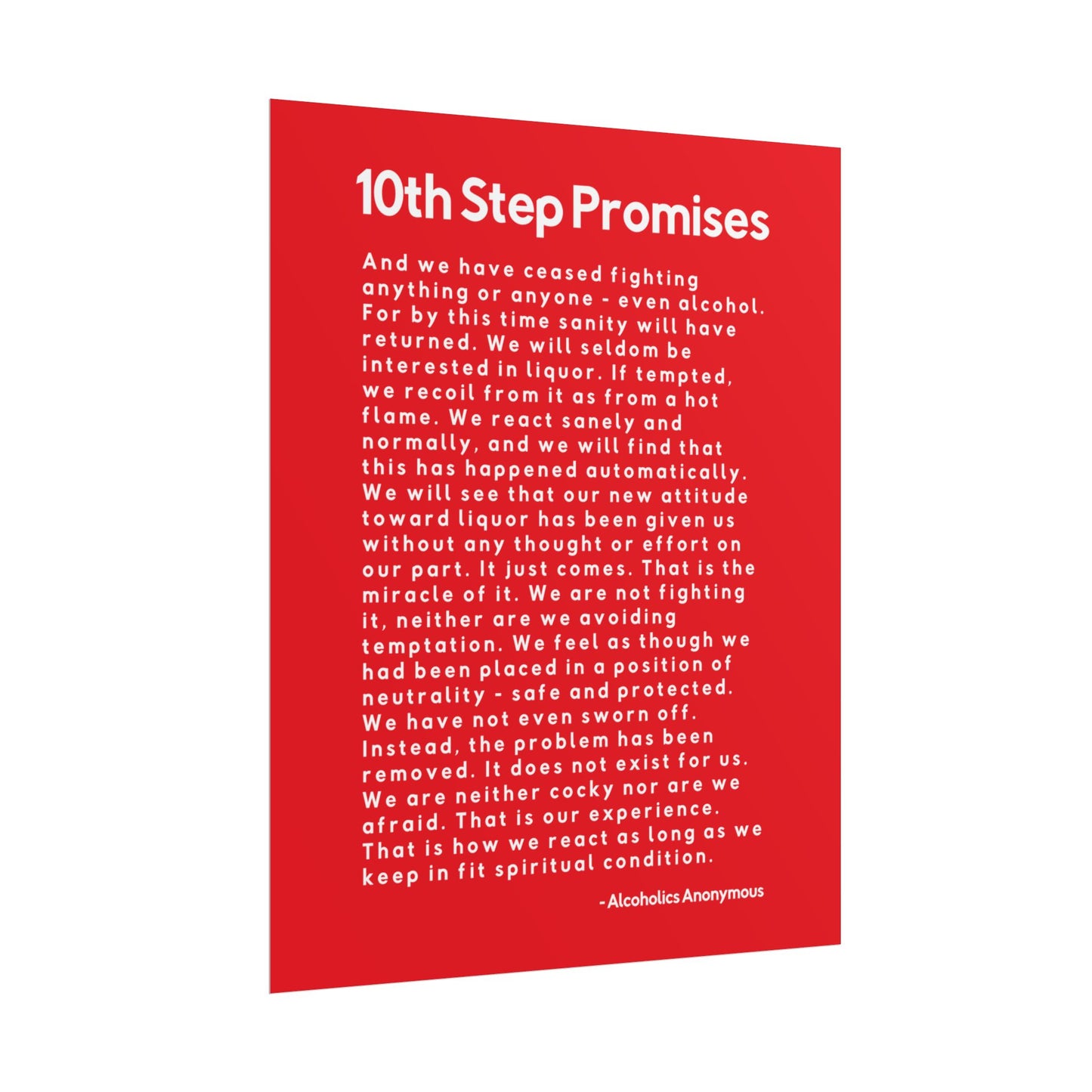 Haler Smith - Poster - Haler Smith Rolled Poster - 10th Step Promises - Vertical Red Matte Finish
