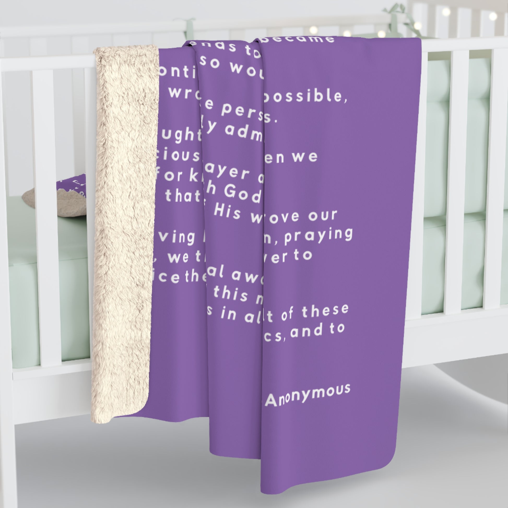 Haler Smith - Home Decor - Haler Smith Sherpa Fleece Blanket - 12 Steps - Light Purple