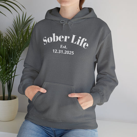 Recovery Hoodie | Sober Life Est. Design 1 On The Front
