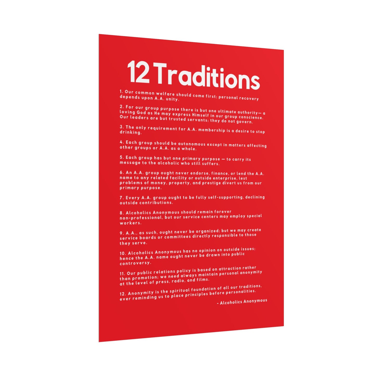 Haler Smith - Poster - Haler Smith Rolled Poster - 12 Traditions - Vertical Red Matte Finish
