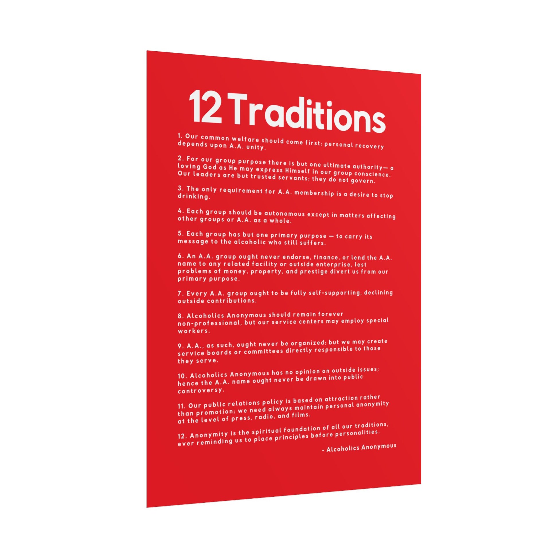 Haler Smith - Poster - Haler Smith Rolled Poster - 12 Traditions - Vertical Red Matte Finish