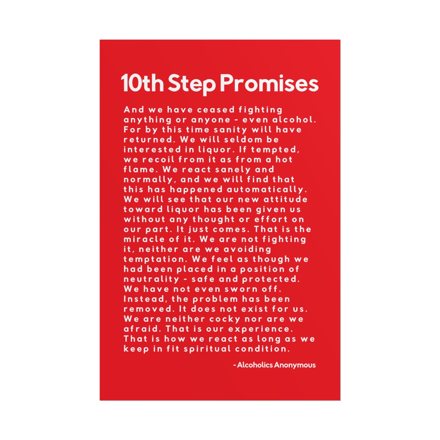 Haler Smith - Poster - Haler Smith Rolled Poster - 10th Step Promises - Vertical Red Matte Finish