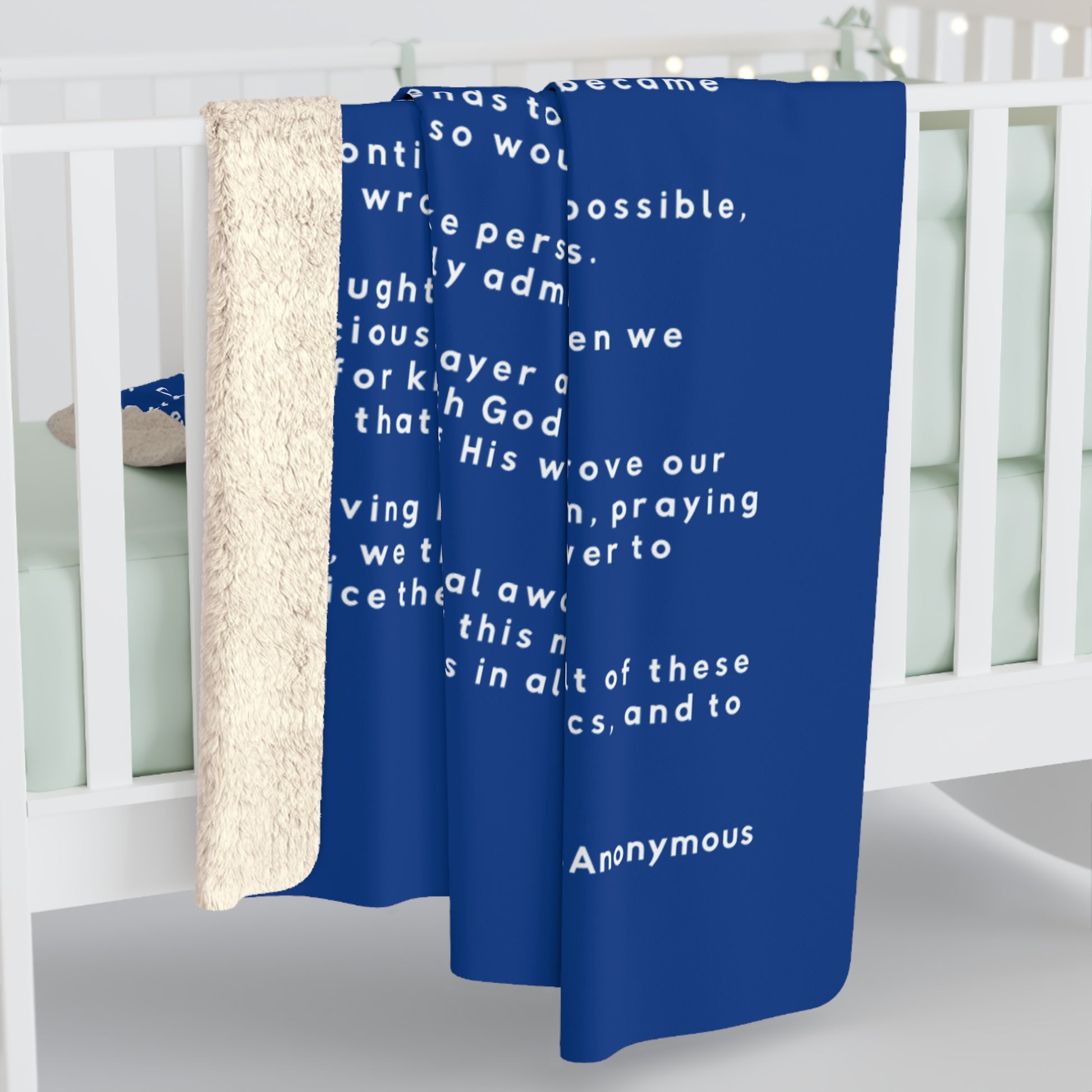 Haler Smith - Home Decor - Haler Smith Sherpa Fleece Blanket - 12 Steps - Dark Blue