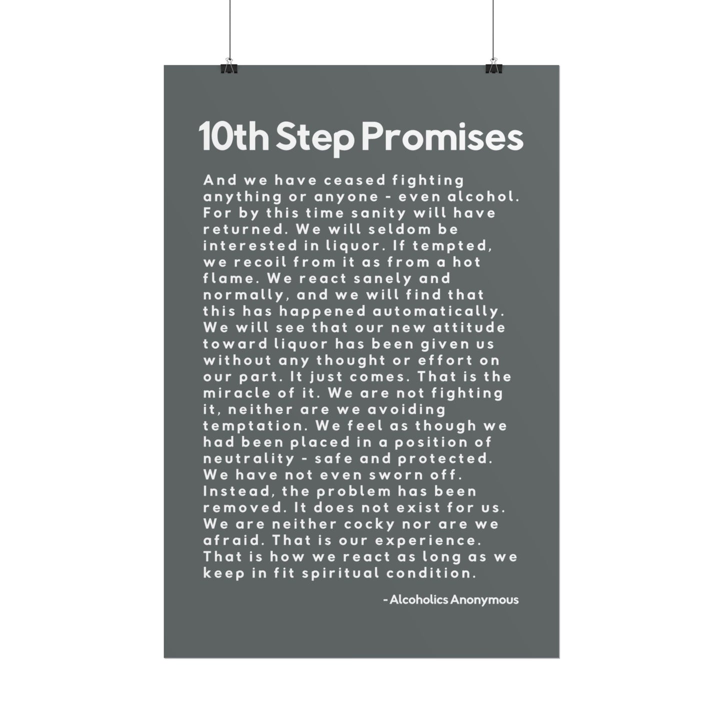 Haler Smith - Poster - Haler Smith Rolled Poster - 10th Step Promises - Vertical Dark Gray Matte Finish