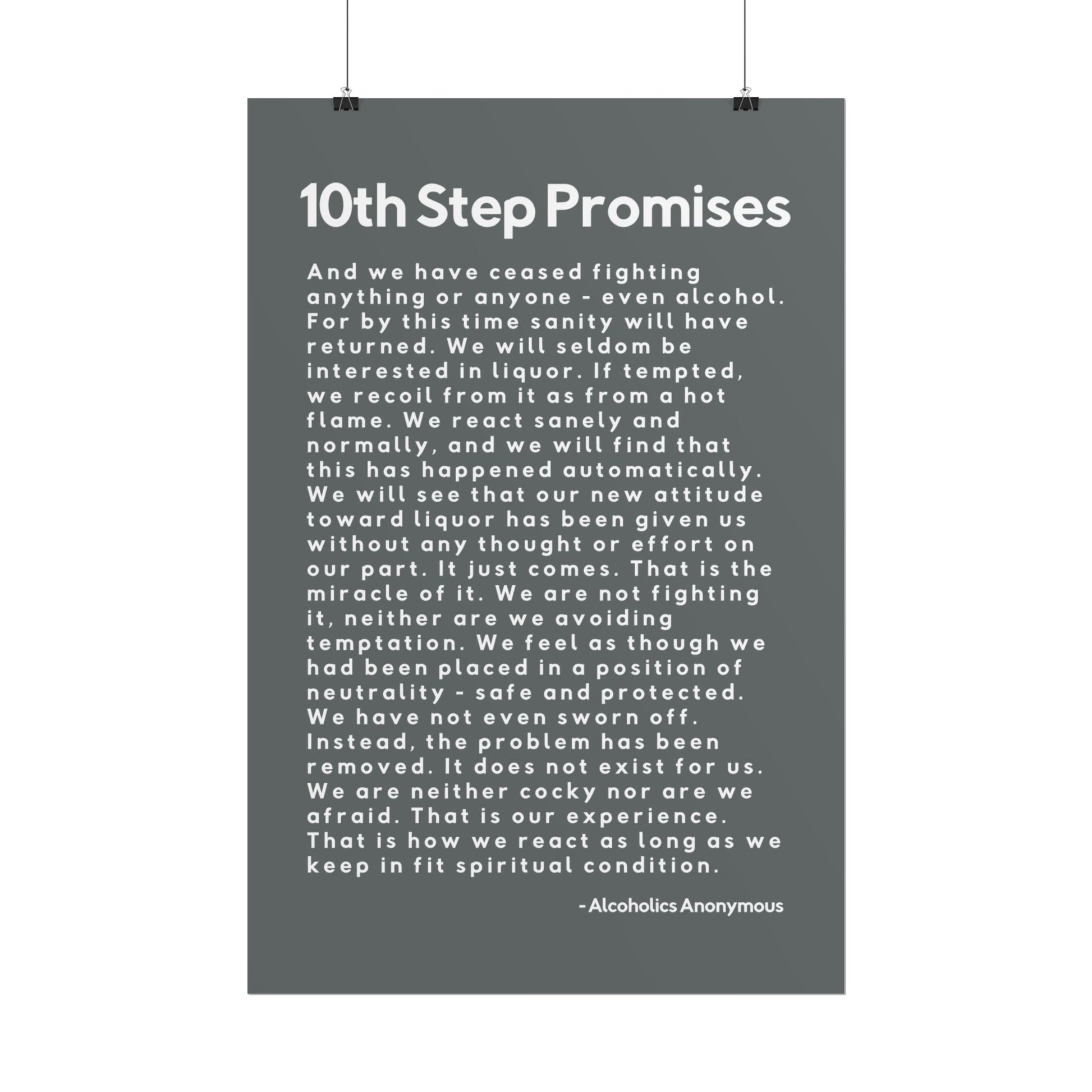 Haler Smith - Poster - Haler Smith Rolled Poster - 10th Step Promises - Vertical Dark Gray Matte Finish