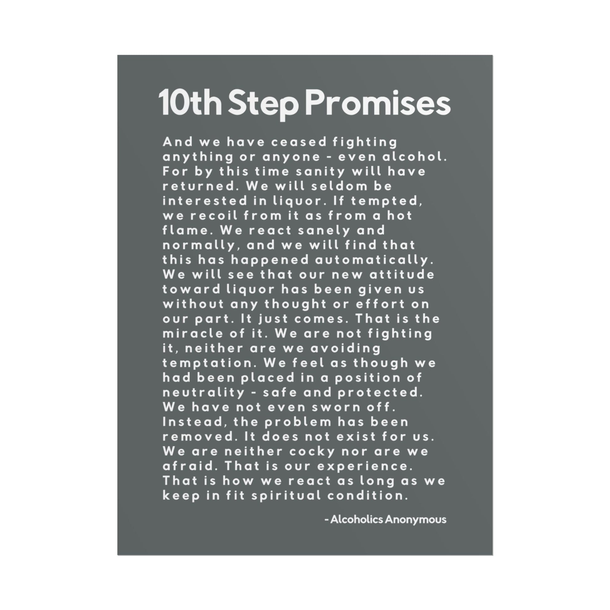 Haler Smith - Poster - Haler Smith Rolled Poster - 10th Step Promises - Vertical Dark Gray Matte Finish