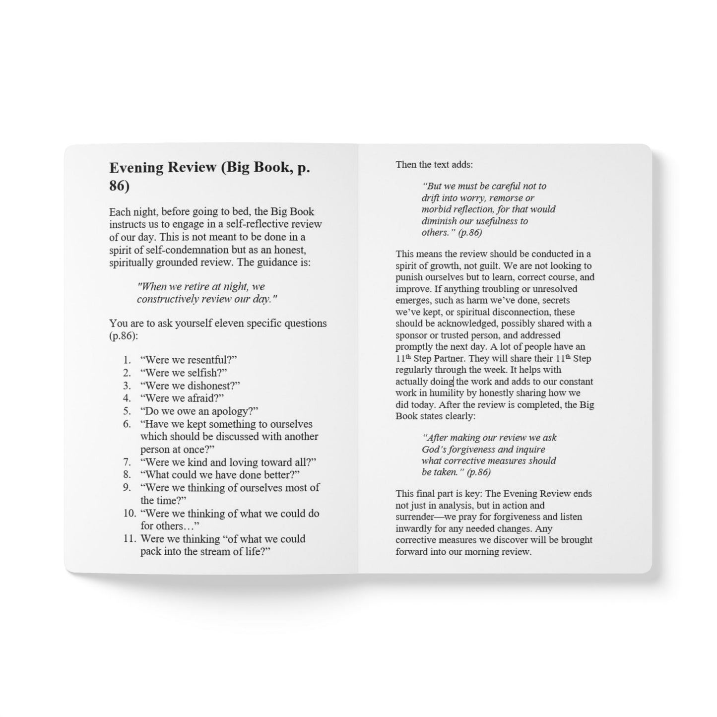 Haler Smith Guided Softcover Journal - Step 11 Evening Review - Starry Night Scene - White Letters
