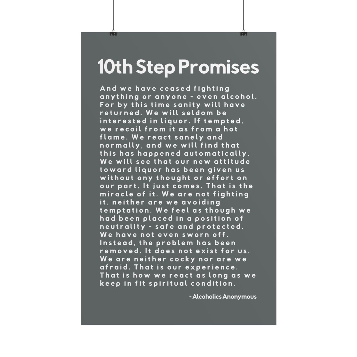 Haler Smith - Poster - Haler Smith Rolled Poster - 10th Step Promises - Vertical Dark Gray Matte Finish