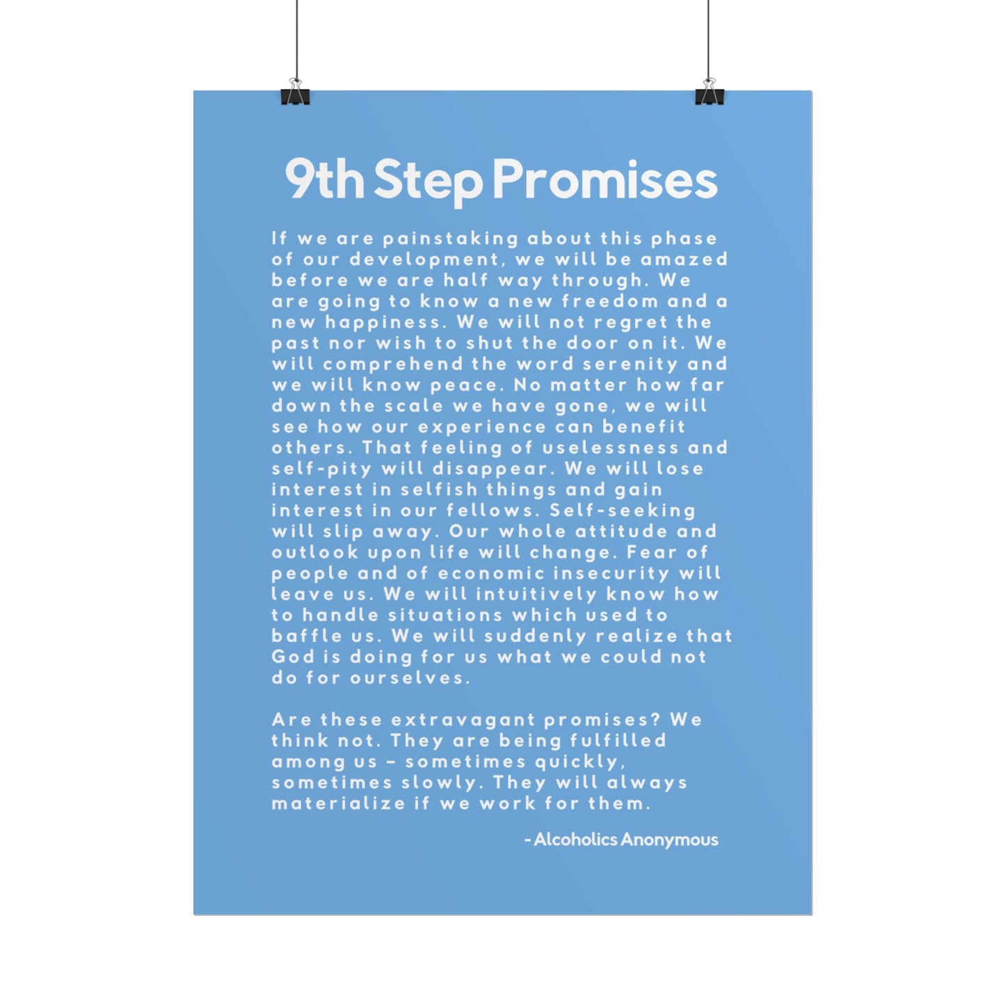 Haler Smith Rolled Poster - 9th Step Promises - Vertical Light Blue Matte Finish