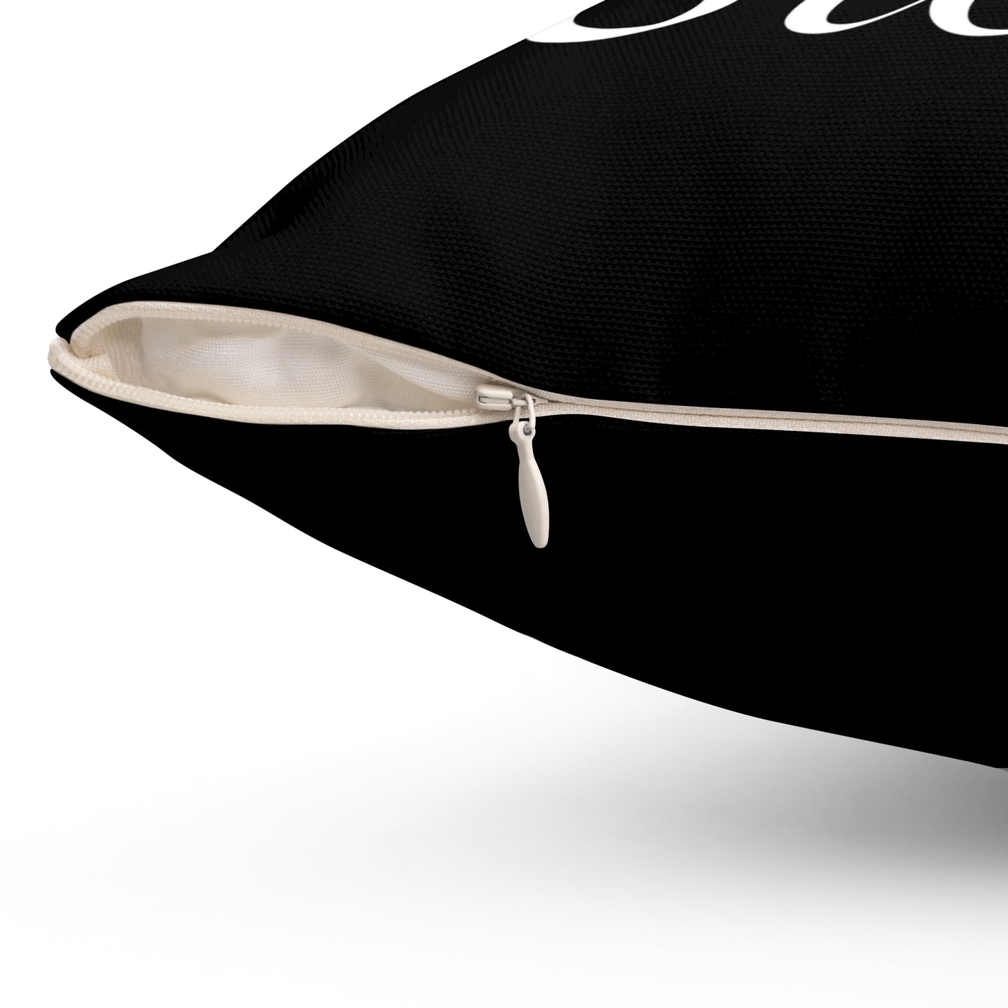 Haler Smith Polyester Square Pillow Black - Live The Steps - White Letters