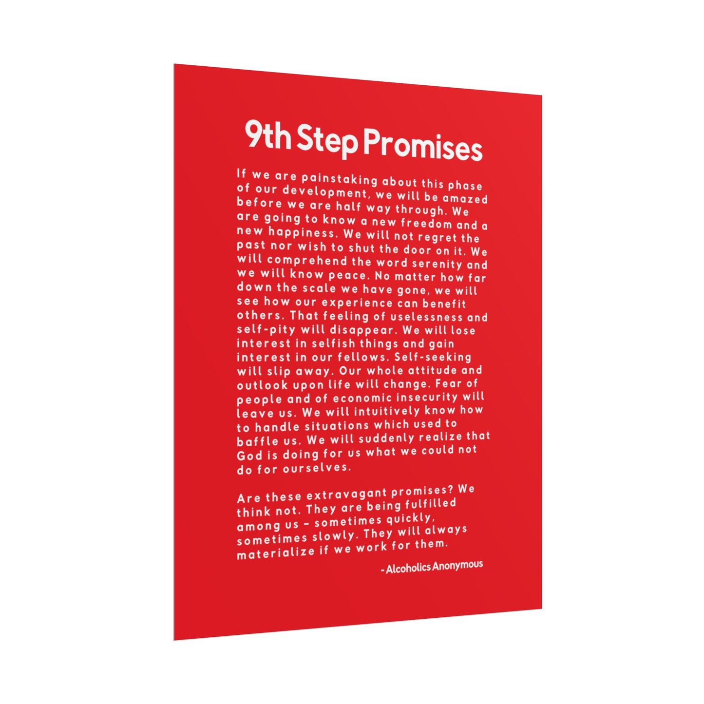 Haler Smith Rolled Poster - 9th Step Promises - Vertical Red Matte Finish