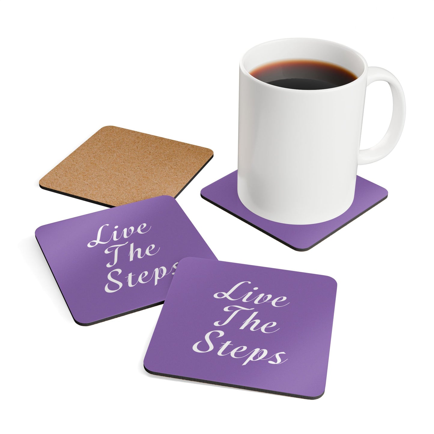 Haler Smith Corkwood Coaster Set Light Purple - Live The Steps White