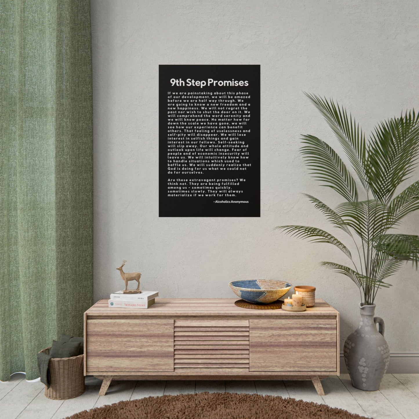 Haler Smith Rolled Poster - 9th Step Promises - Vertical Black Matte Finish - White Letters