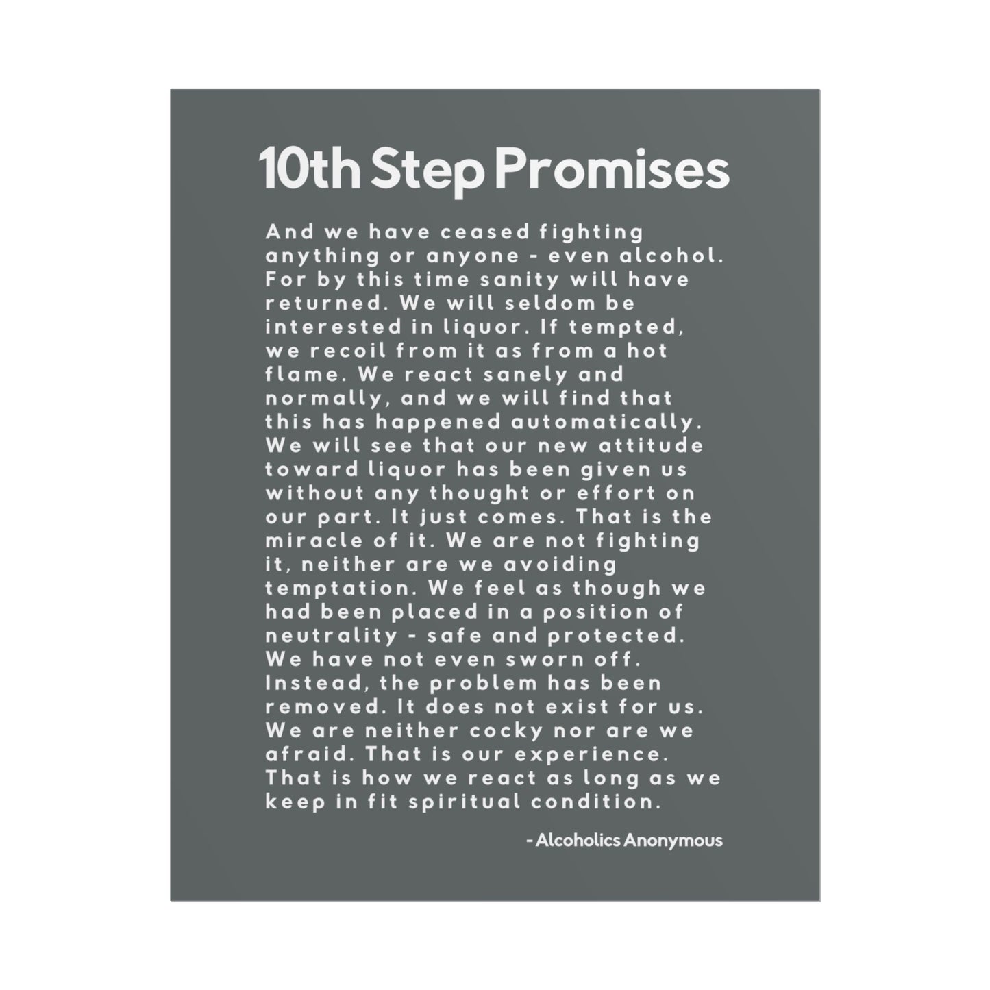 Haler Smith - Poster - Haler Smith Rolled Poster - 10th Step Promises - Vertical Dark Gray Matte Finish