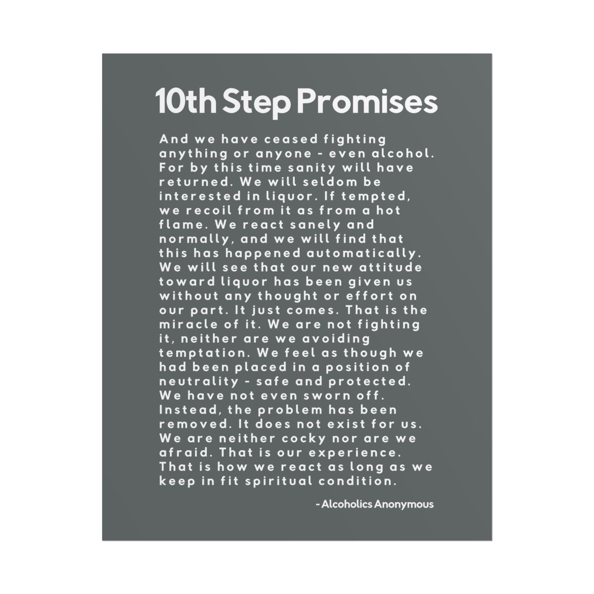 Haler Smith - Poster - Haler Smith Rolled Poster - 10th Step Promises - Vertical Dark Gray Matte Finish