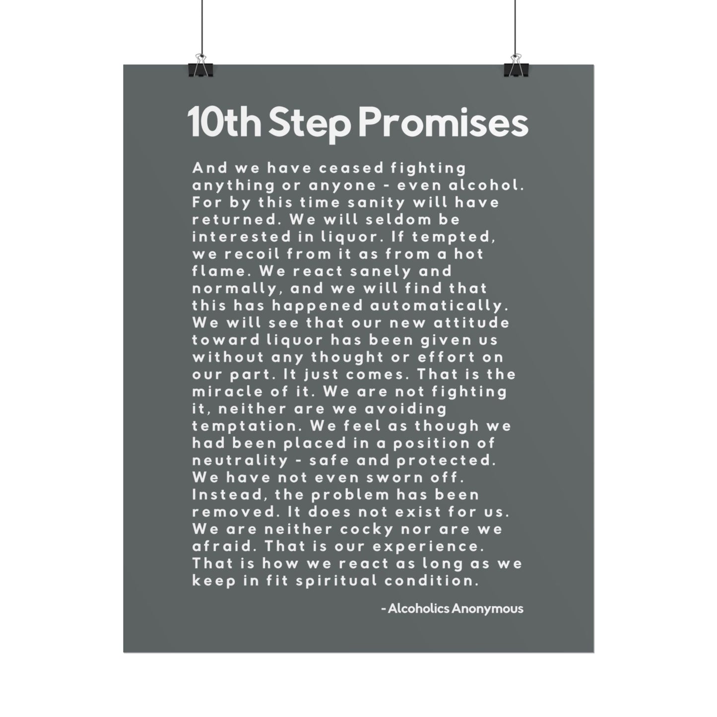 Haler Smith - Poster - Haler Smith Rolled Poster - 10th Step Promises - Vertical Dark Gray Matte Finish