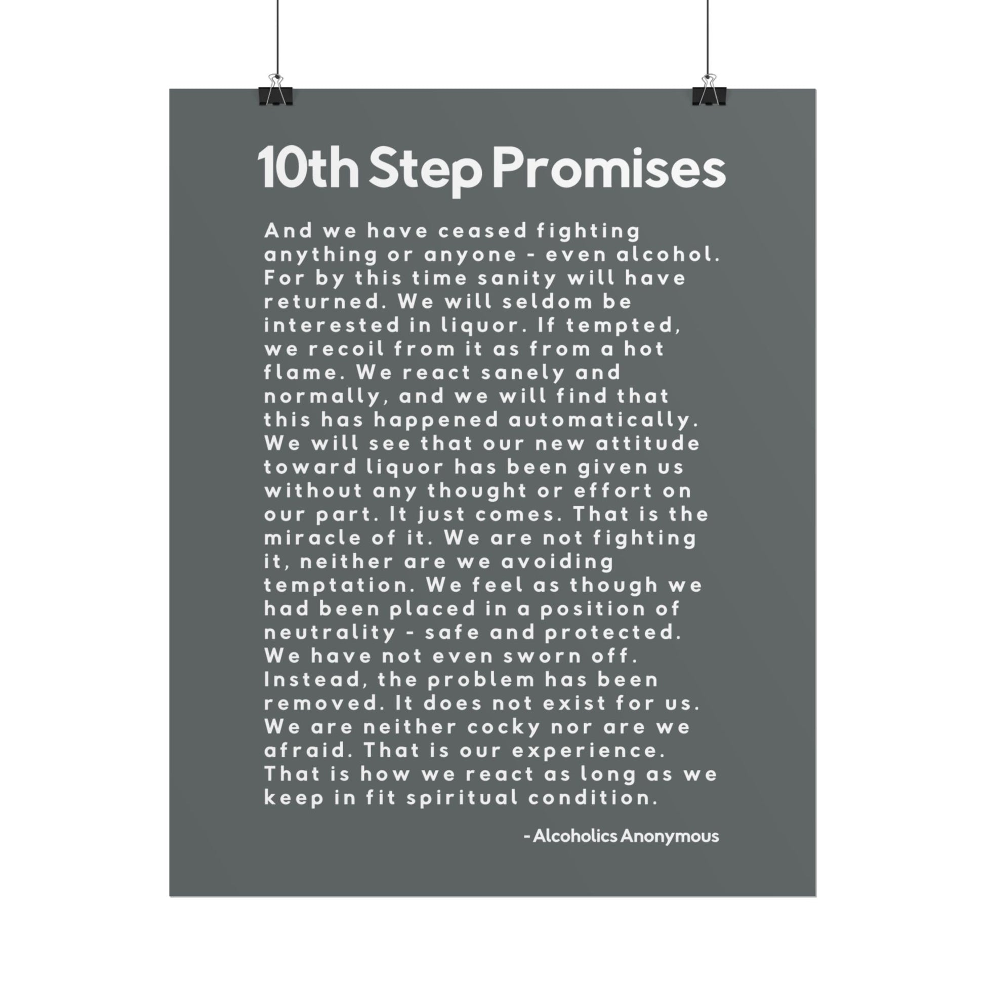 Haler Smith - Poster - Haler Smith Rolled Poster - 10th Step Promises - Vertical Dark Gray Matte Finish