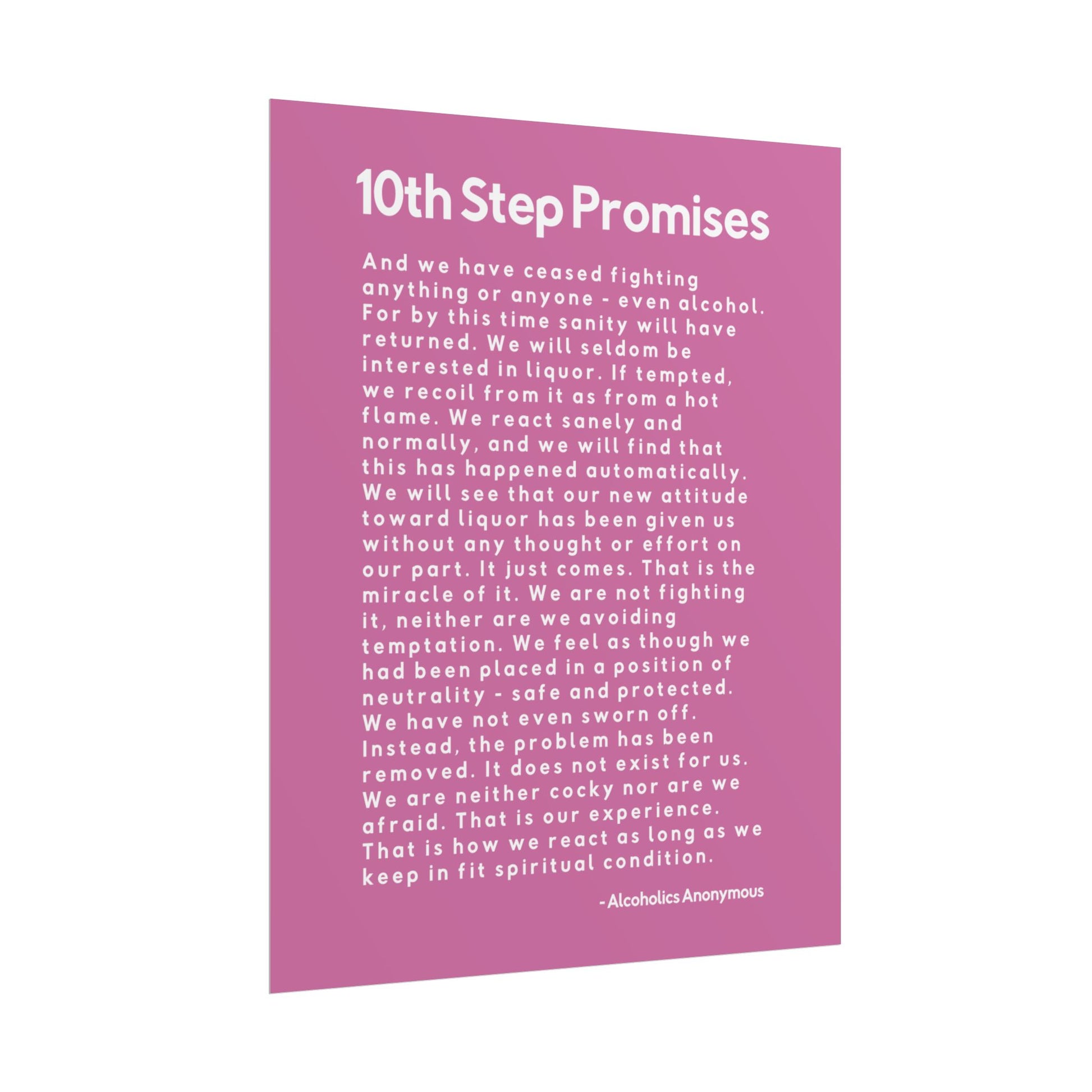 Haler Smith - Poster - Haler Smith Rolled Poster - 10th Step Promises - Vertical Light Pink Matte Finish