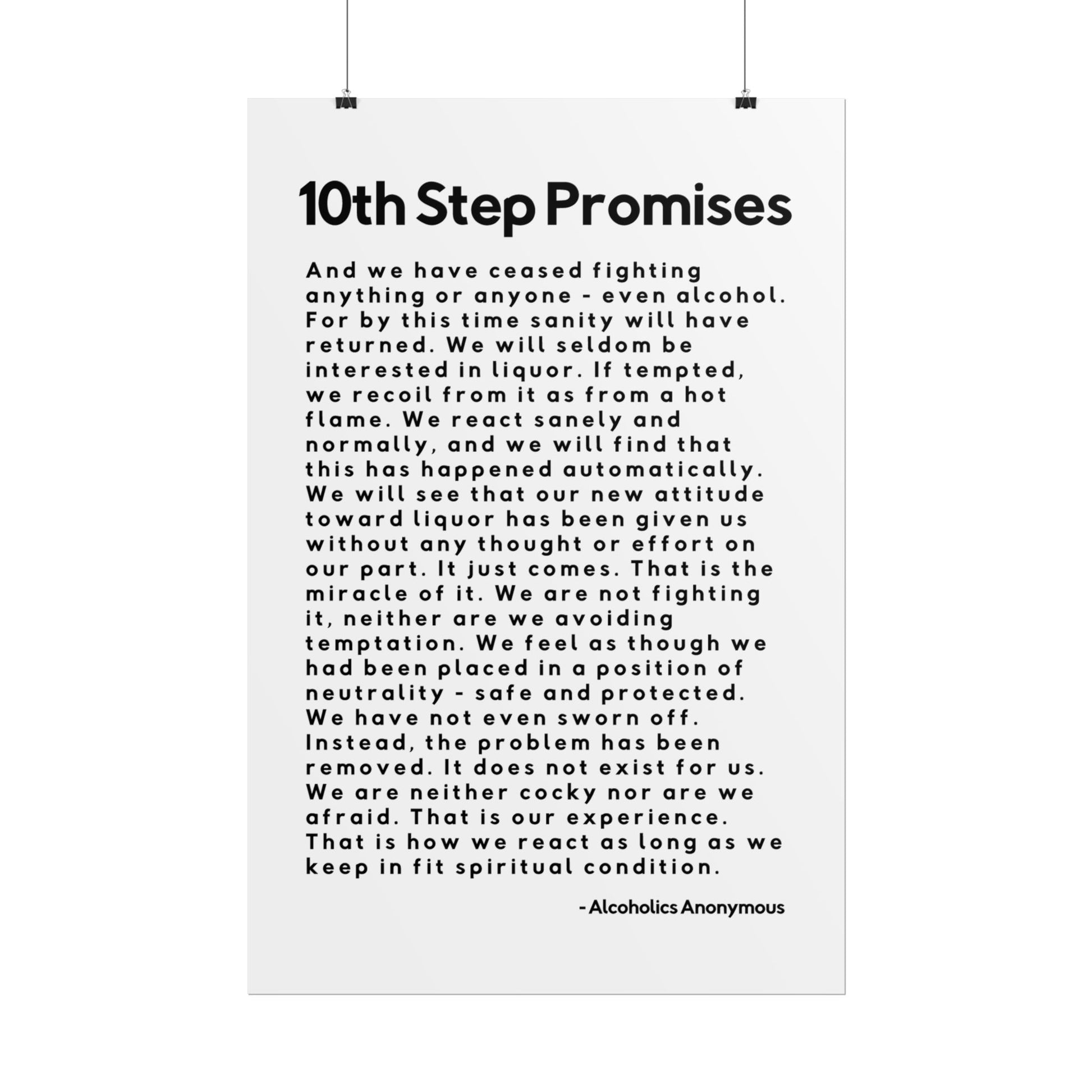 Haler Smith - Poster - Haler Smith Rolled Poster - 10th Step Promises - Vertical White Matte Finish