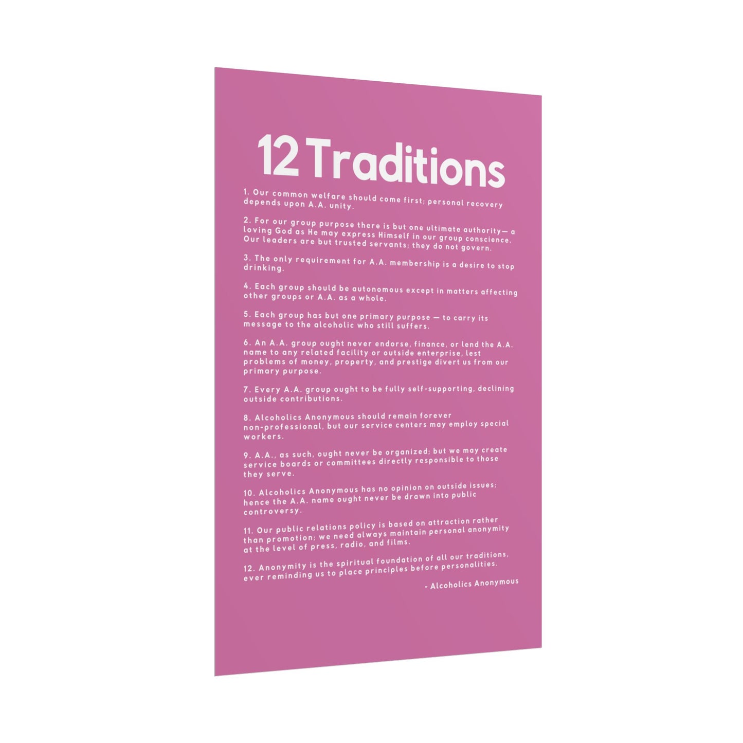Haler Smith - Poster - Haler Smith Rolled Poster - 12 Traditions - Vertical Light Pink Matte Finish