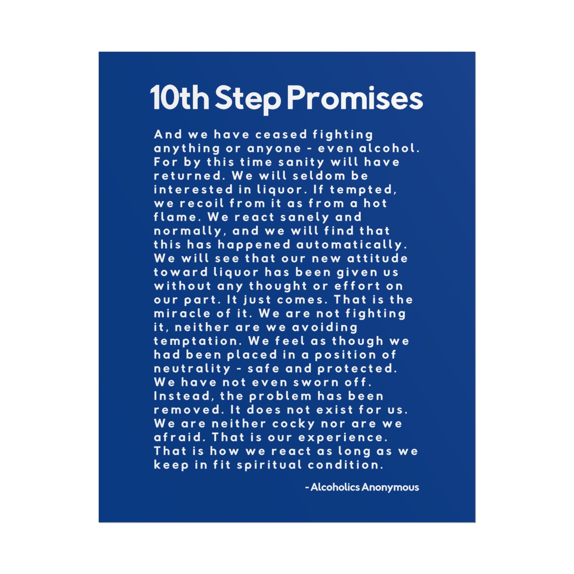Haler Smith - Poster - Haler Smith Rolled Poster - 10th Step Promises - Vertical Dark Blue Matte Finish