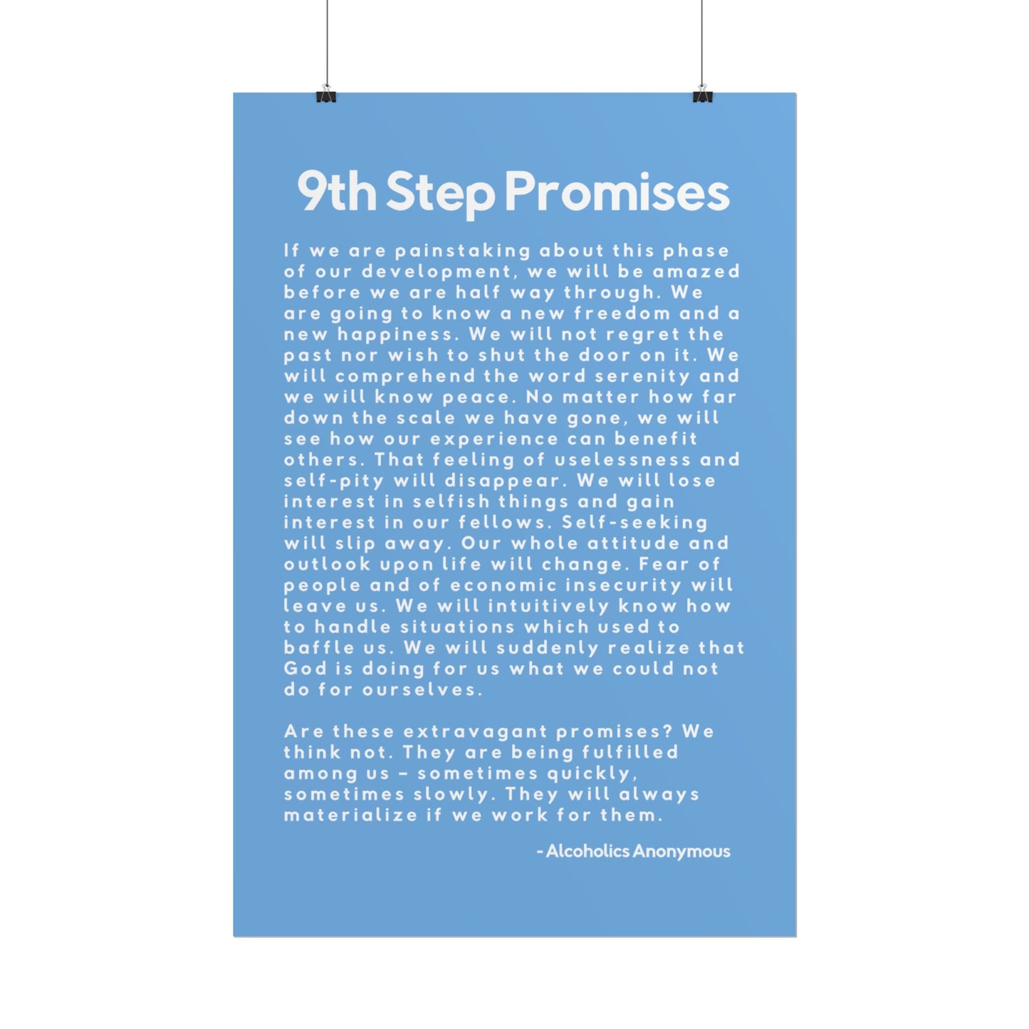 Haler Smith Rolled Poster - 9th Step Promises - Vertical Light Blue Matte Finish