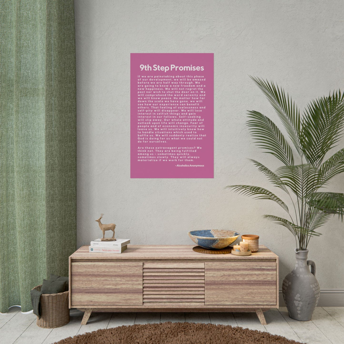 Haler Smith Rolled Poster - 9th Step Promises - Vertical Light Pink Matte Finish