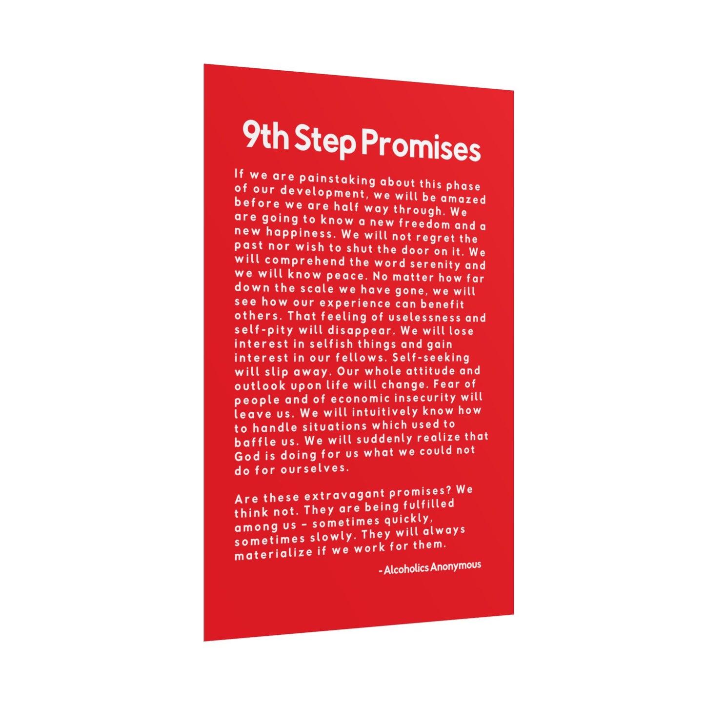Haler Smith Rolled Poster - 9th Step Promises - Vertical Red Matte Finish
