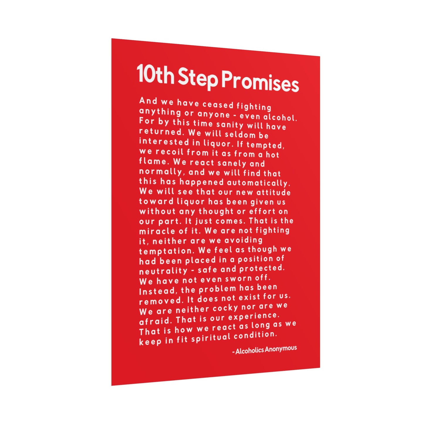 Haler Smith - Poster - Haler Smith Rolled Poster - 10th Step Promises - Vertical Red Matte Finish
