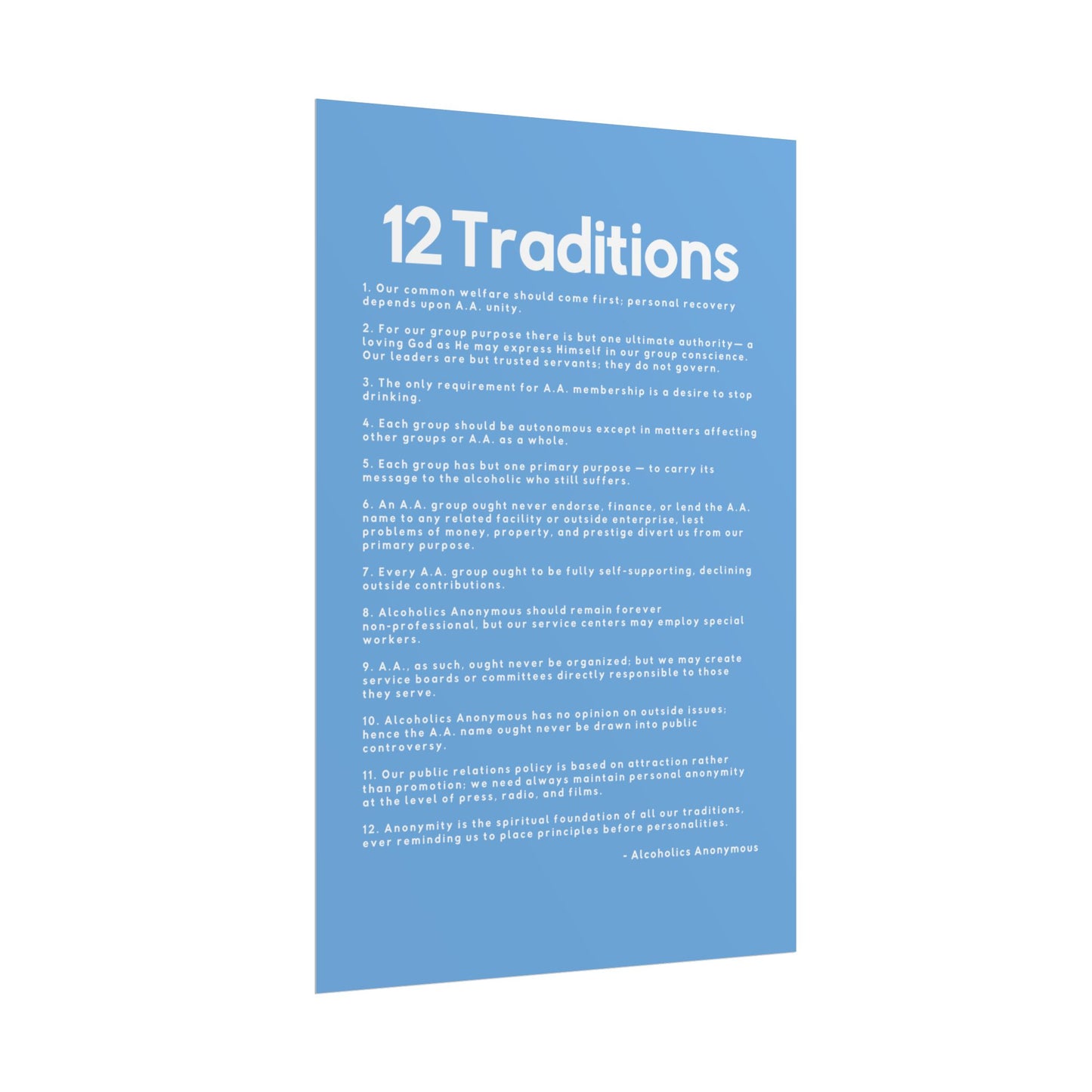 Haler Smith - Poster - Haler Smith Rolled Poster - 12 Traditions - Vertical Light Blue Matte Finish