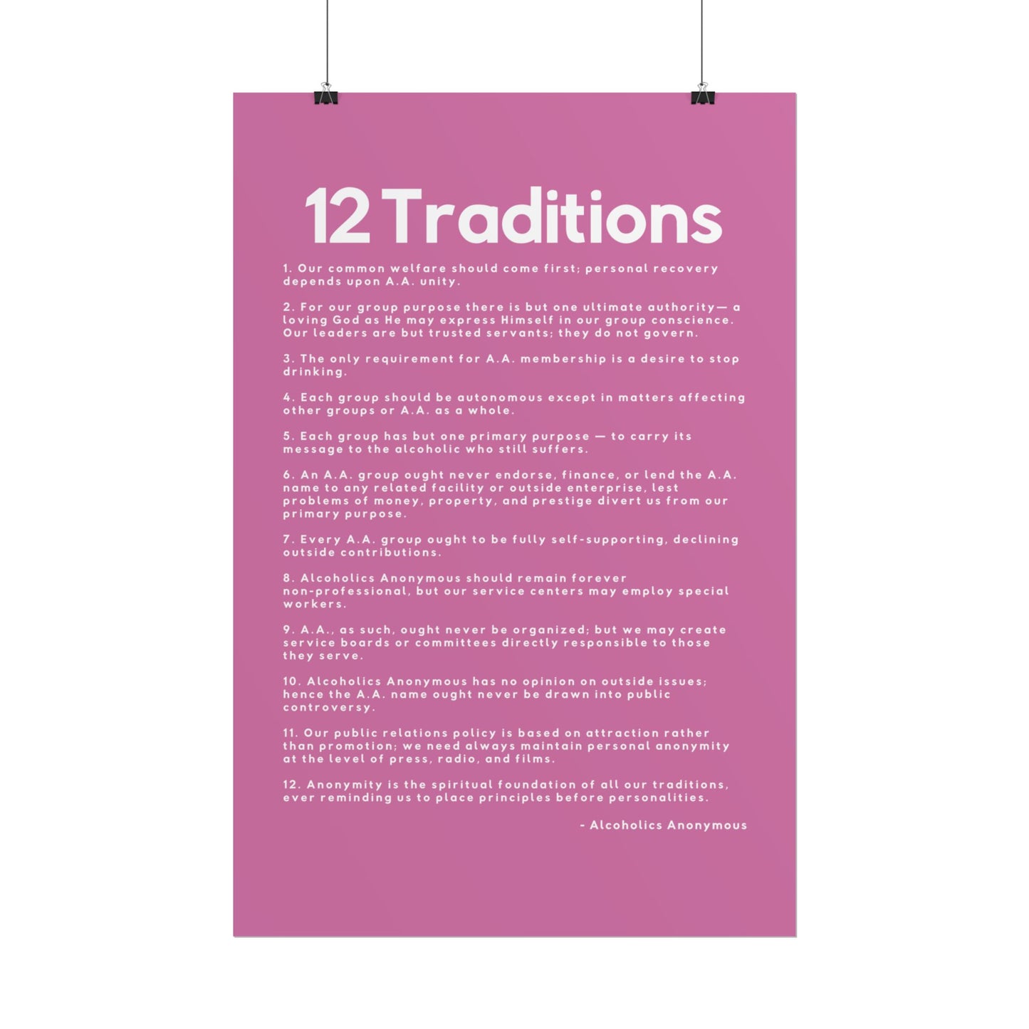 Haler Smith - Poster - Haler Smith Rolled Poster - 12 Traditions - Vertical Light Pink Matte Finish