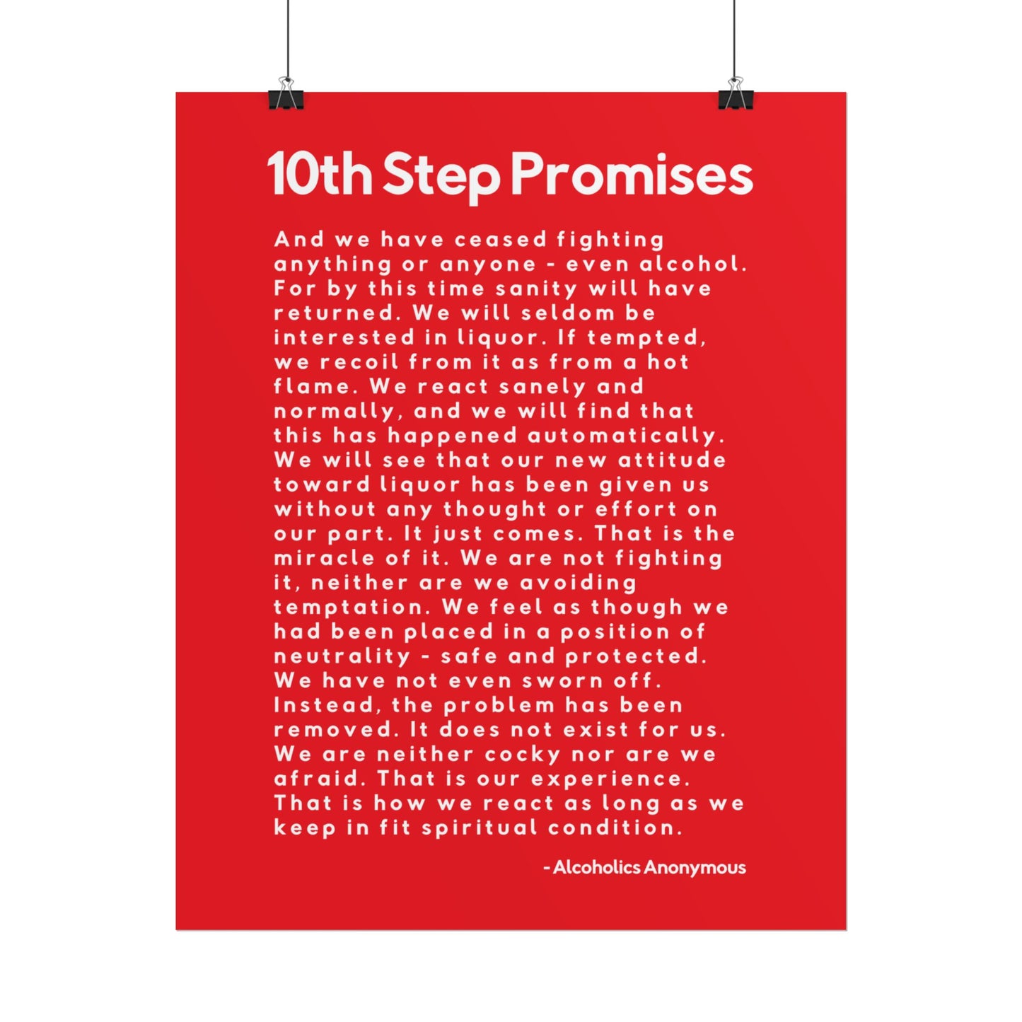 Haler Smith - Poster - Haler Smith Rolled Poster - 10th Step Promises - Vertical Red Matte Finish