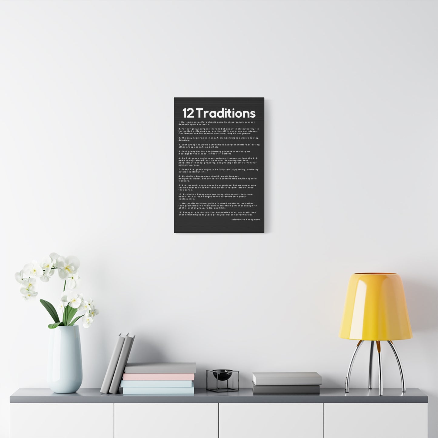 Haler Smith Matte Canvas - 12 Traditions - Vertical Black Matte Finish - White Letters