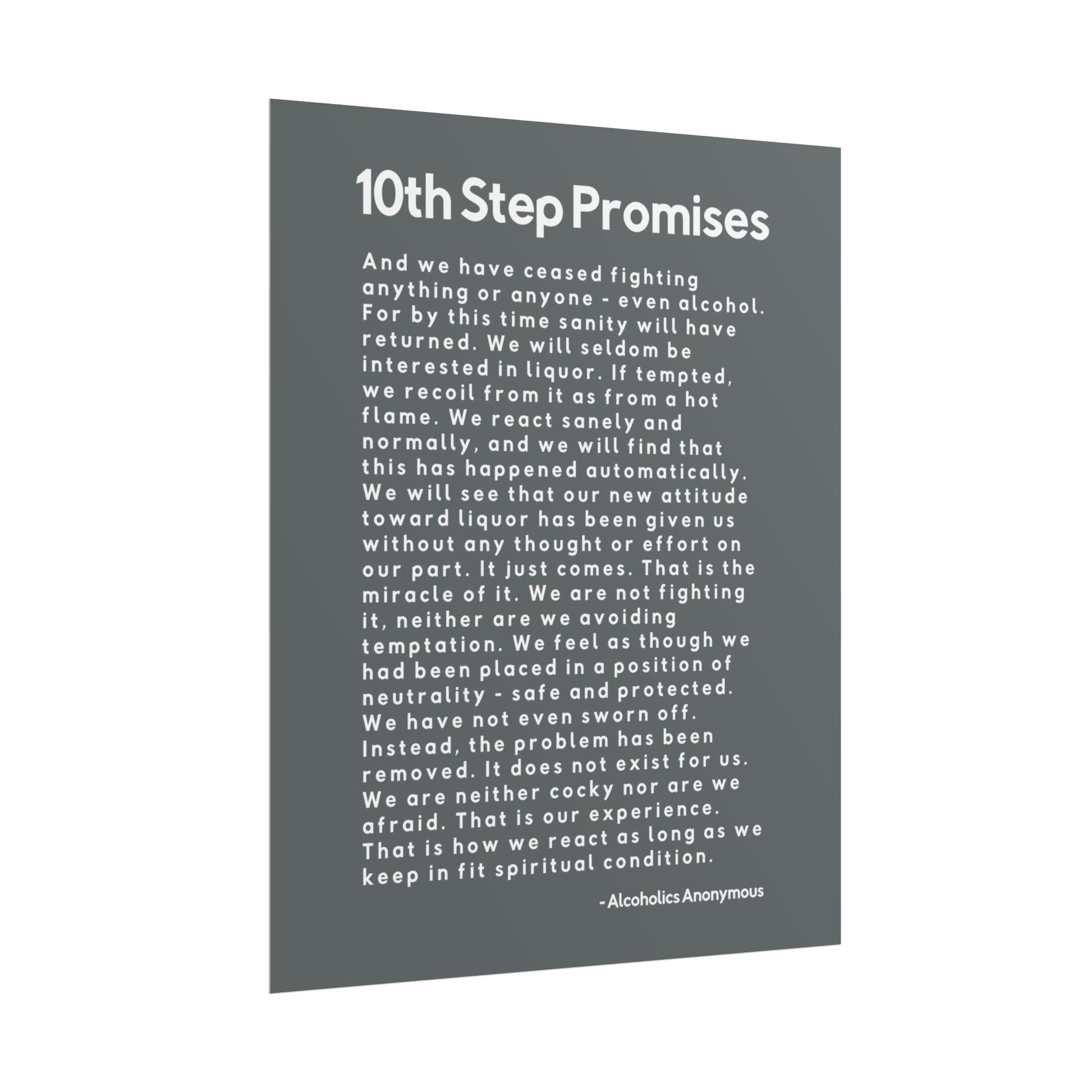 Haler Smith - Poster - Haler Smith Rolled Poster - 10th Step Promises - Vertical Dark Gray Matte Finish