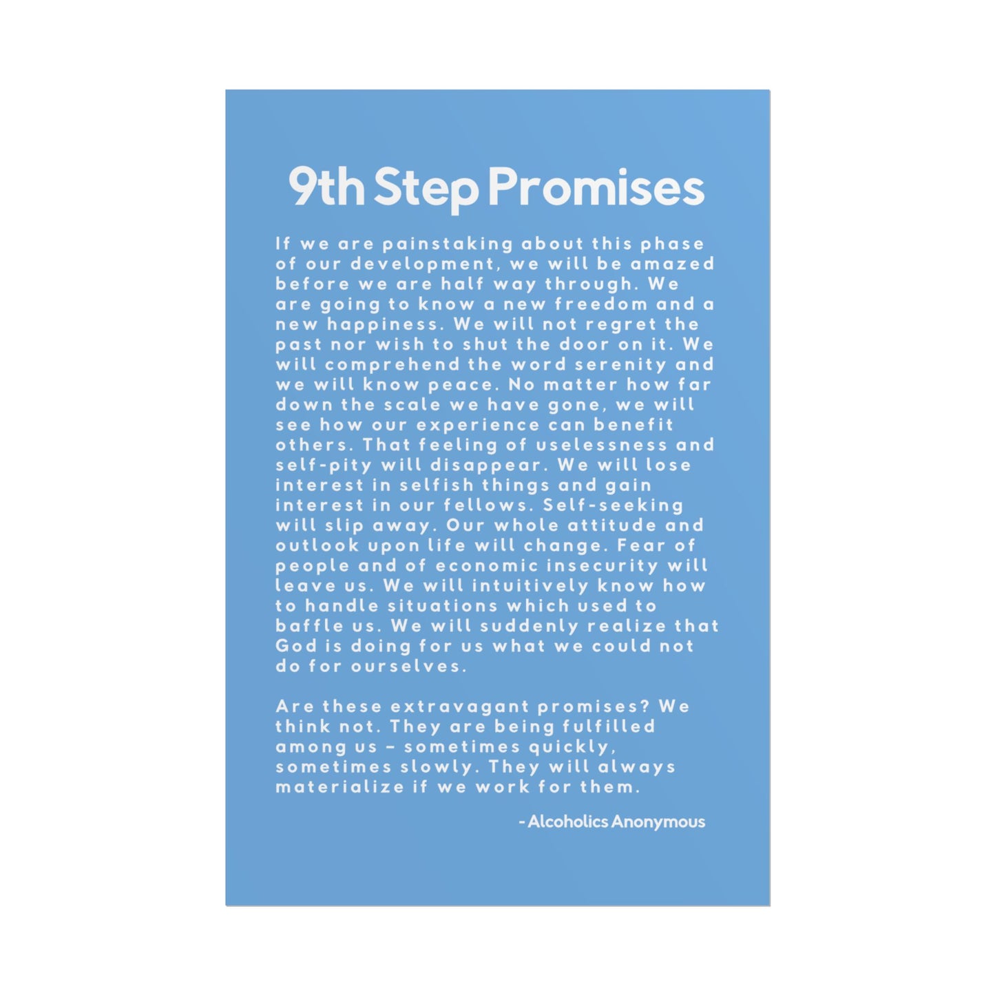 Haler Smith Rolled Poster - 9th Step Promises - Vertical Light Blue Matte Finish