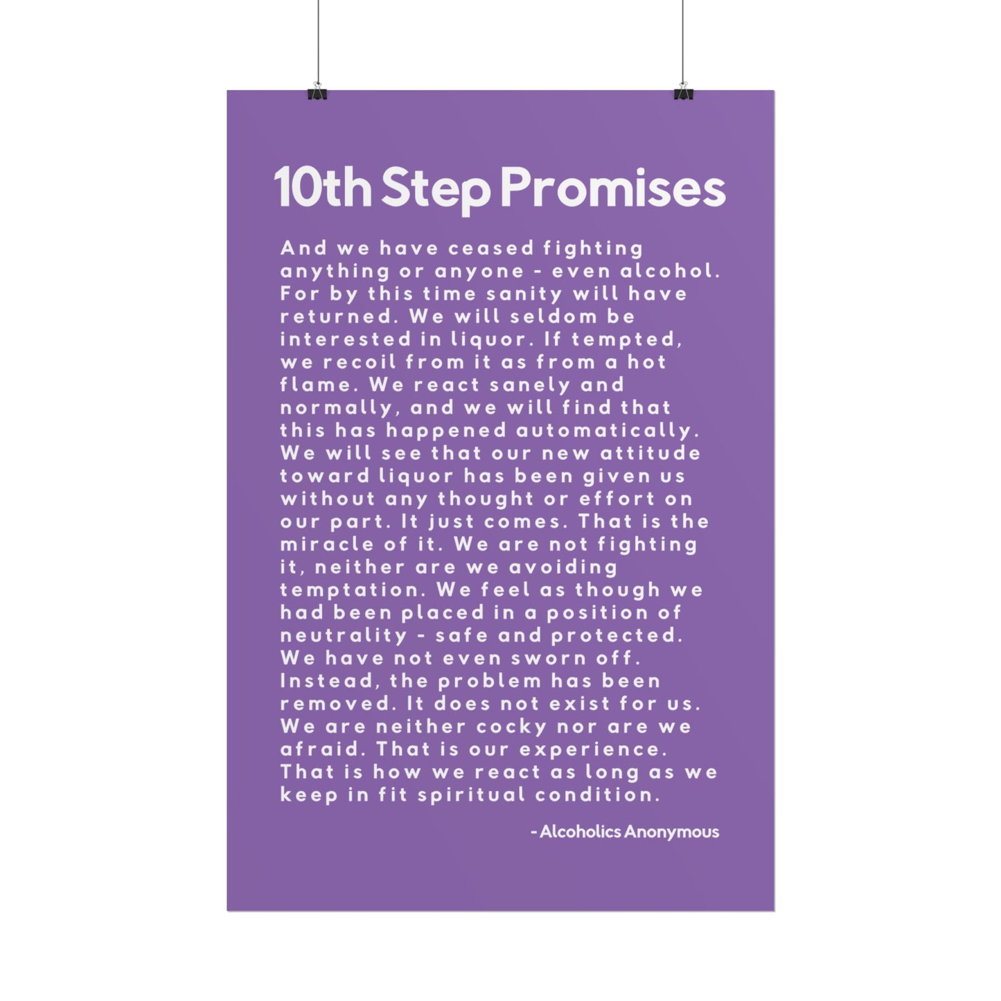 Haler Smith - Poster - Haler Smith Rolled Poster - 10th Step Promises - Vertical Light Purple Matte Finish