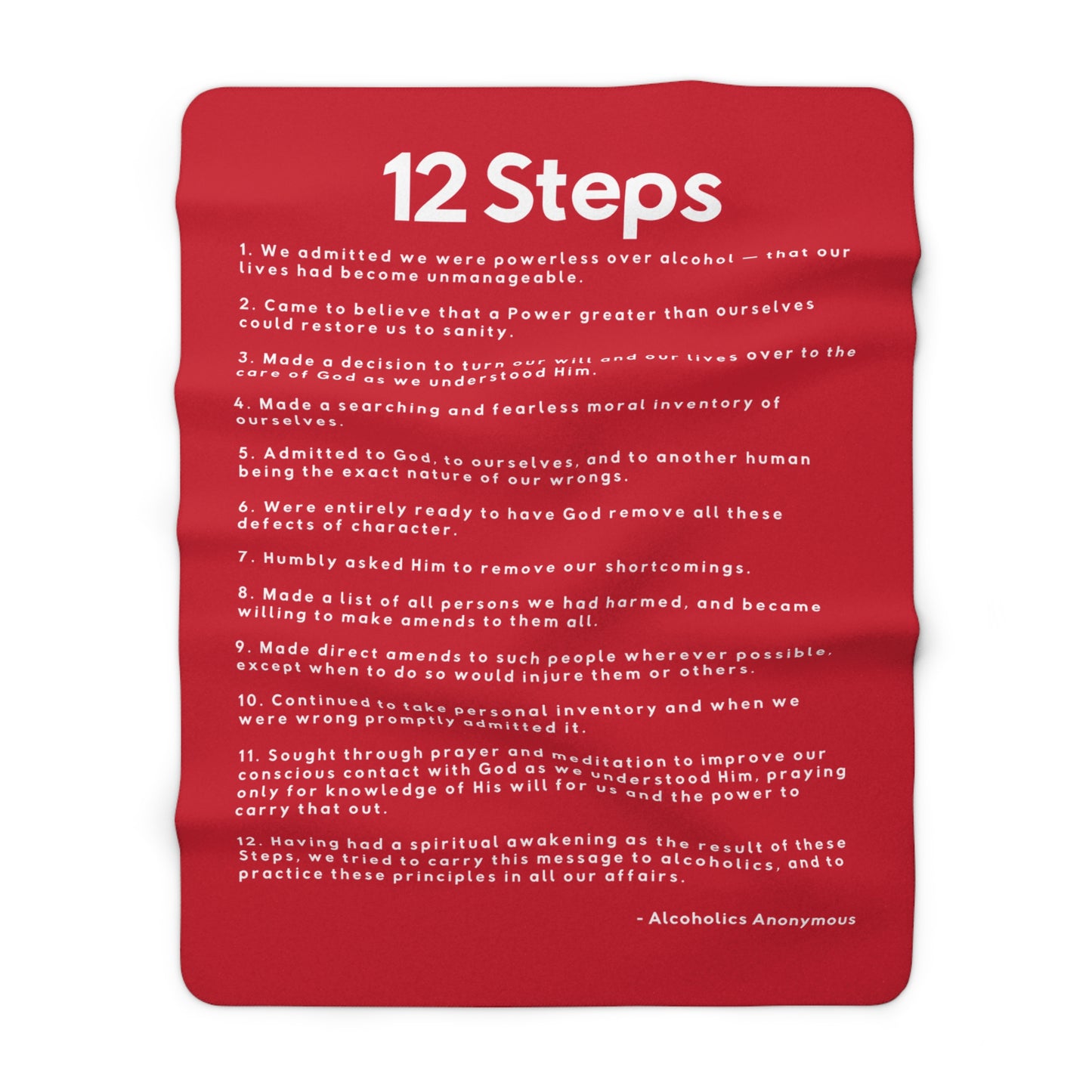 Haler Smith - Home Decor - Haler Smith Sherpa Fleece Blanket - 12 Steps - Dark Red