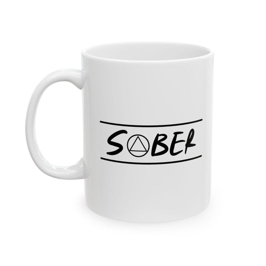 Recovery Ceramic Coffee Mug | Sober Design 1 | White with Black Letters