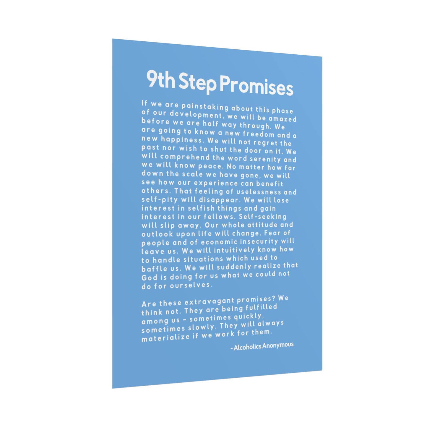 Haler Smith Rolled Poster - 9th Step Promises - Vertical Light Blue Matte Finish