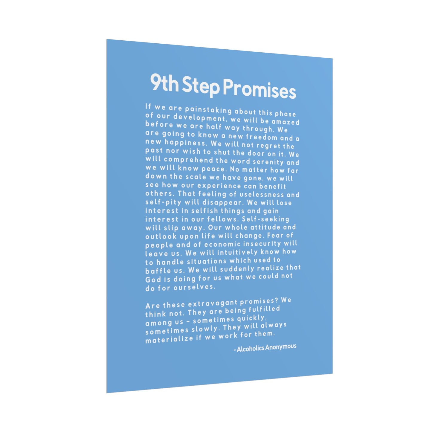 Haler Smith Rolled Poster - 9th Step Promises - Vertical Light Blue Matte Finish