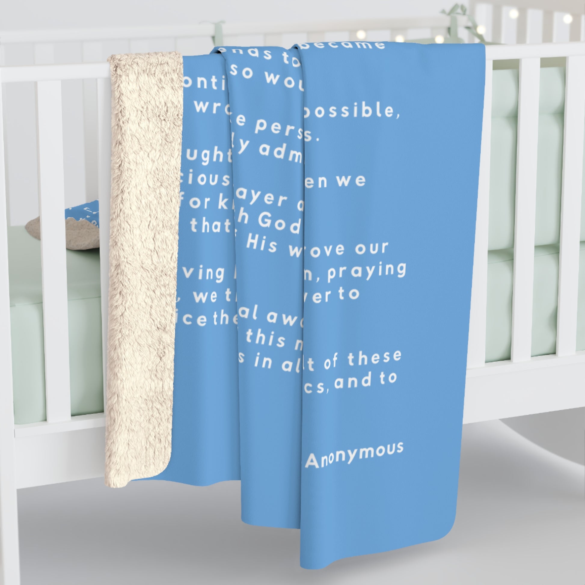 Haler Smith - Home Decor - Haler Smith Sherpa Fleece Blanket - 12 Steps - Light Blue